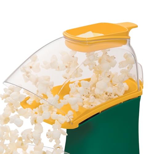 Image of Presto 04870 Poplite Hot Air Popcorn Popper - Built-In Measuring Cup + Melts Butter, Easy to Clean, Built-In Cord Wrap, 18 Cups, Green /Gold