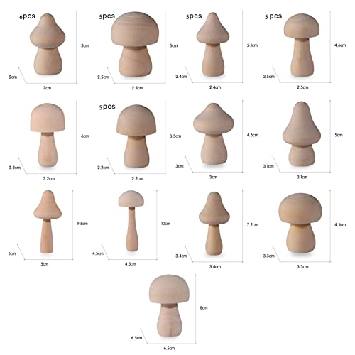 Dekaim 40pcs Unfinished Wooden Mushroom, Unpainted Natural Wood Mushroom Decoration for DIY Decoration, Defult, default - Image 2