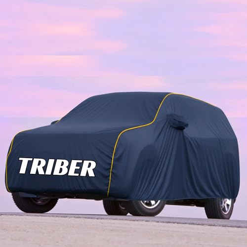 Image of Kayme UltraShield All Weather Premium triber Car Cover 6-Layer Waterproof Fabric, UV & Heat Reflective - Rain, Sun & Dust & Bird‐Dropping Resistant, Indoor /Outdoor Full Body Protection - Blue