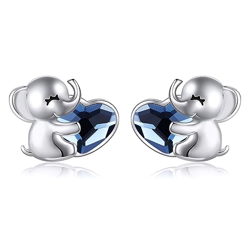 Pendientes de elefante en plata de ley 925 y cristales finos