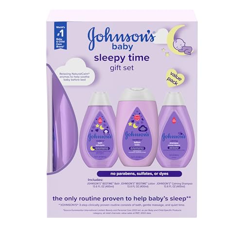 Image of Johnson's Sleepy Time Bedtime Baby Gift Set with Relaxing NaturalCalm Aromas, Bedtime Baby Bath Shampoo, Wash & Lotion Essentials, Hypoallergenic & Paraben-Free, 4 Items