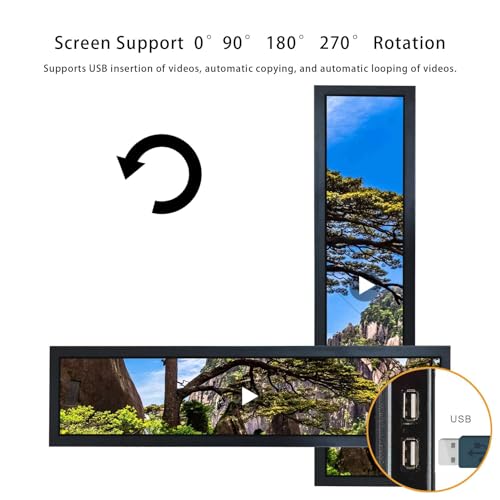 Image of VSDISPLAY 28'' Advertising Display 1920x360 IPS Stretched Bar LCD Monitor | Support Split Screen,USB Input Auto Copy Autoplay, for Supermarket Exhibition Store Digital Signage