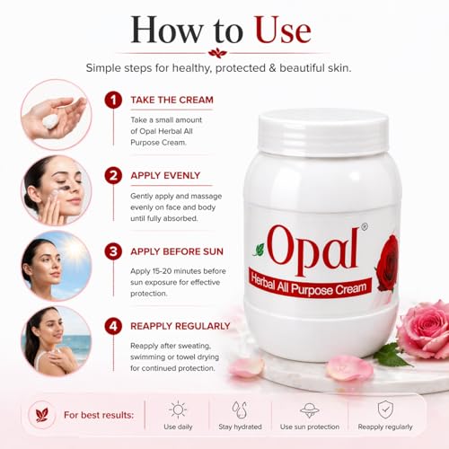 Image of OPAL Rose Herbal All Purpose Cream for Deep Nourishing & Refreshing Moisturizing Cream - Hydrating & Revitalizing Skin Care All Skin Types - 800gm