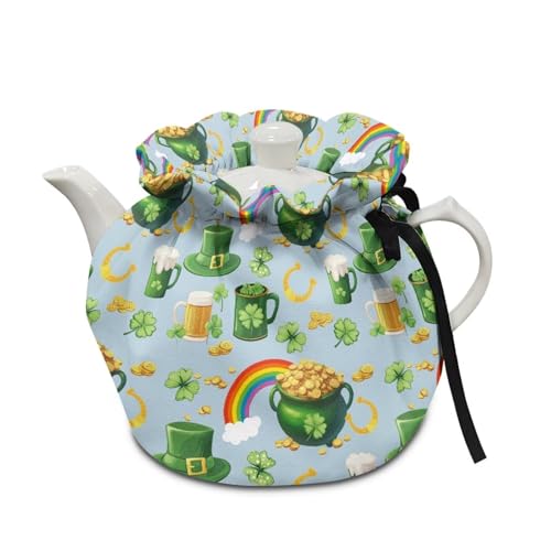 Image of Green Leave Tea Cosy for Teapots, Dustproof Insulated Tea Pot Protective Cover Kitchen Home Tea Pot Cover Insulation and Keep Warm, Tea Party Restaurant Decor