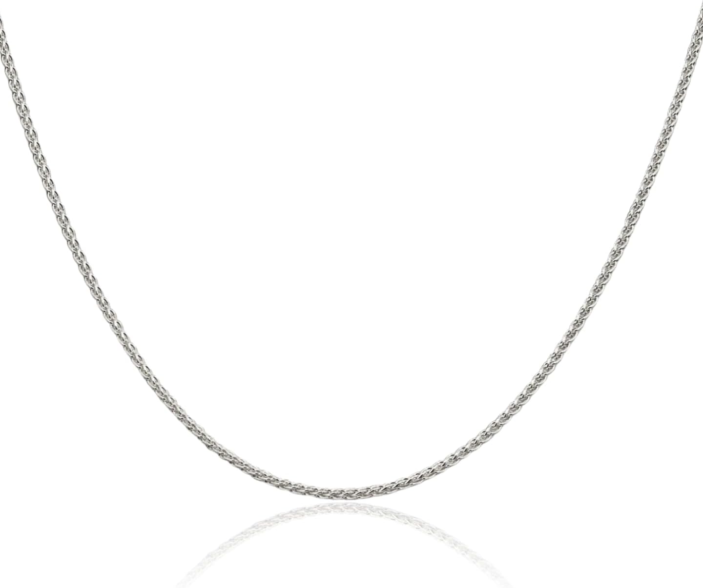 IceCarats 925 Sterling Silver 1.5mm Thin Spiga Wheat Chain Necklace 20 inch Polished for her