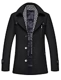 APTRO Men's Wool Trench Coat Winter Business Suits Top Coat HGX01 Black M