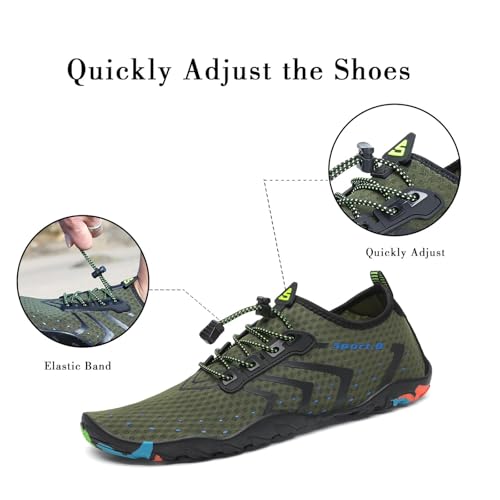 Foto von SAGUARO Badeschuhe Herren Wasserschuhe Männer Strandschuhe Damen Aquaschuhe Neoprenschuhe rutschfeste Schwimmschuhe Olivgrün 43 EU