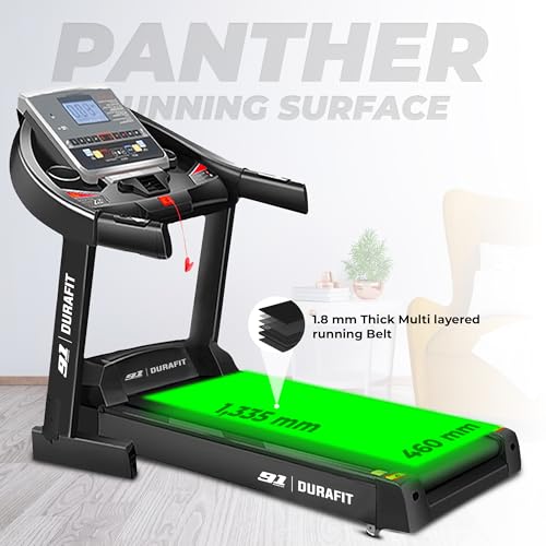 Image of 91-Durafit Panther | 5.5 HP Peak DC Motorized Foldable Treadmill | Auto Incline 18 Level |Max Speed 18 Km /Hr | Max User Weight 130 Kg | Free (DIY) Installation Assistance | Spring Suspension