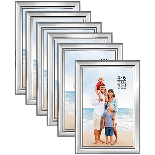 Langdon House 4x6 Picture Frames Set (Silver 6 Pack) Distinguished Edging for Classic Style Richland Collection
