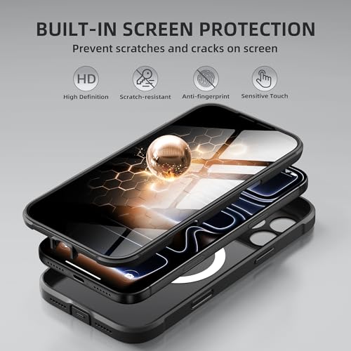 BERFY for iPhone 17 Pro Case, Compatible with MagSafe, Built-in Privacy Screen Protector, Camera Protection, Shockproof Full Body Phone Case 6.3", Translucent Black by BERFY - Image 4