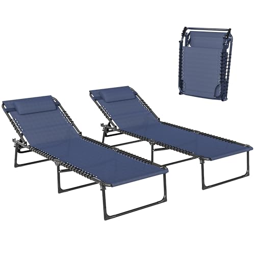 Outsunny Folding Chaise Lounge Set with Recline