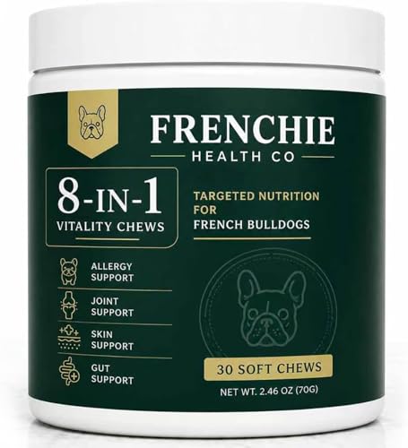 Frenchie Health Co 8-in-1 Daily Health Chews Frenchie Health Cos Vitality Chew Specially Designed for French Bulldogs Daily Wellness Support Formula Chewable Dog Vitamins.