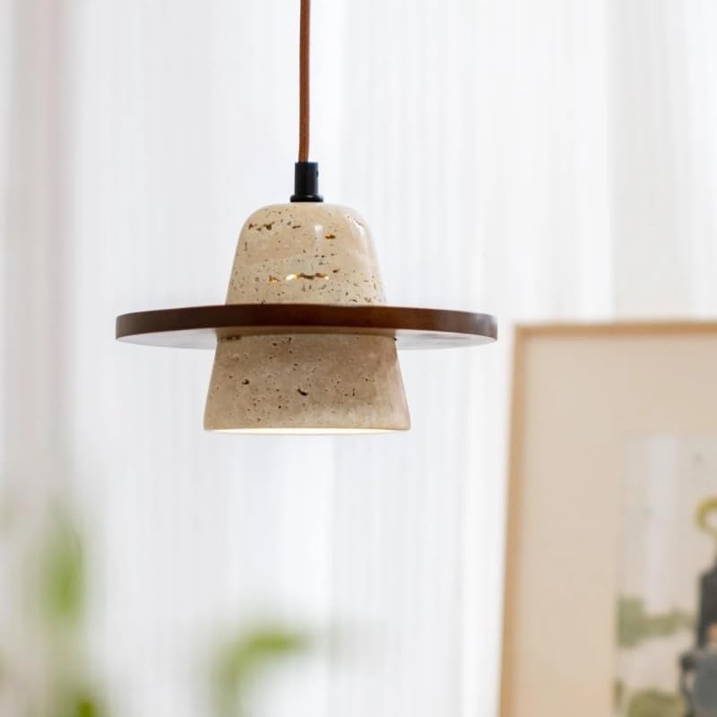 Lampe à suspension en bois massif rétro créative pour chambre restaurant et comptoir V