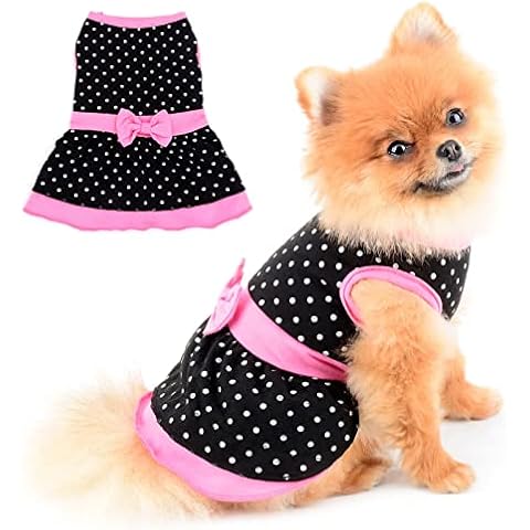PAIDEFUL Kleid für Kleine Hunde Katzen Mädchen Weiche Baumwolle Weste Rock Cover