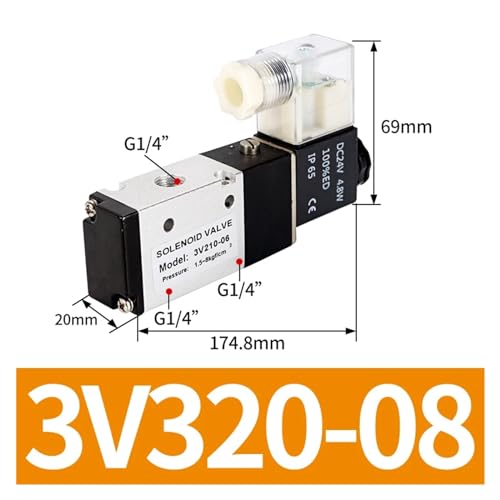 Électrovanne 3V210-08 à commutation rapide 3 voies DC12V