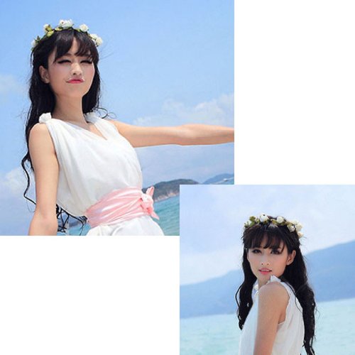 2014 Susenstore Fashion Women Seaside Beach Flowers Adorn Article Hair Hoop Hair Band (White)