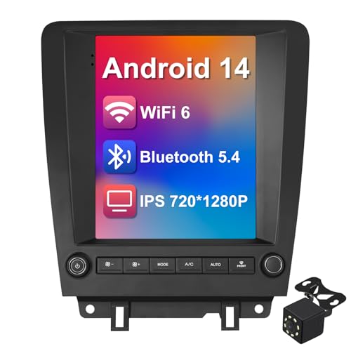4Core+64G 9.7-inch Android 14 Car Stereo for Ford Mustang 2010 2011 2012 2013 2014 IPS Touchscreen Screen Car Radio with Carplay & Android Auto Support Backup Camera GPS FM Navi BT SWC