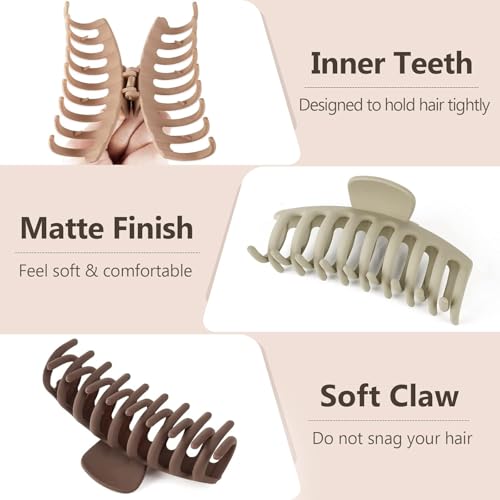 Image of ANNA CREATIONS 8 Pcs Korean Fashion Matte Hair Claw Clips Strong Hold Clutcher for Thick & Thin Hair Accessories Clutches for Women & Girls