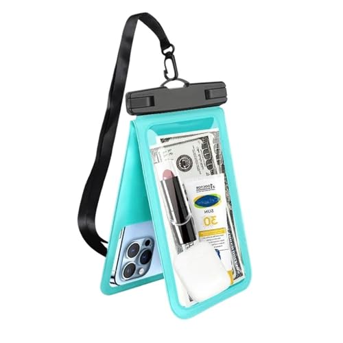 GANYUU Bolsa seca para natación, playa, pantalla táctil, piscina, barco, kayak, PVC, camping, flotante, impermeable, bolsa para teléfono celular, verde, Talla única