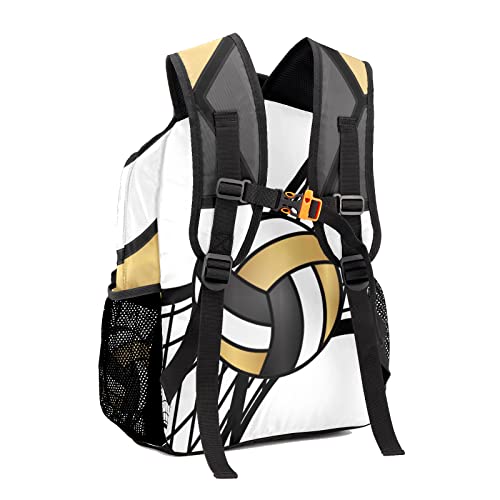 Personalized Volleyball Black Gold Custom Backpack Waterproof Multifunctional Daypack with Name Gift3