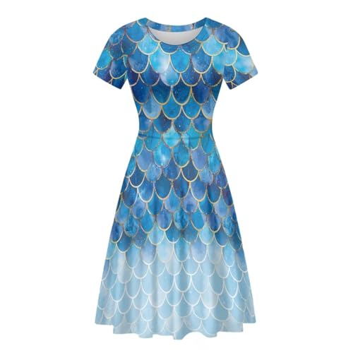 Image of Biyejit Women's Summer Casual Short Sleeve T-Shirt Swing Dress Crew Neck Plus Size S-4XL
