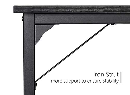 Cubicubi Computer Desk 40" Study Writing Table For Home Office, Modern Simple Style Pc Desk, Black Metal Frame, Black #TOP5