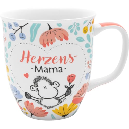 Sheepworld Tasse Motiv 'Herzensmama' | Kaffeetasse, Porzellan, 40 cl, Höhe 10 cm, Durchmesser 9 cm, mit Geschenk-Anhänger | Geschenk für Mama, Muttertag, Geburtstag | 73900