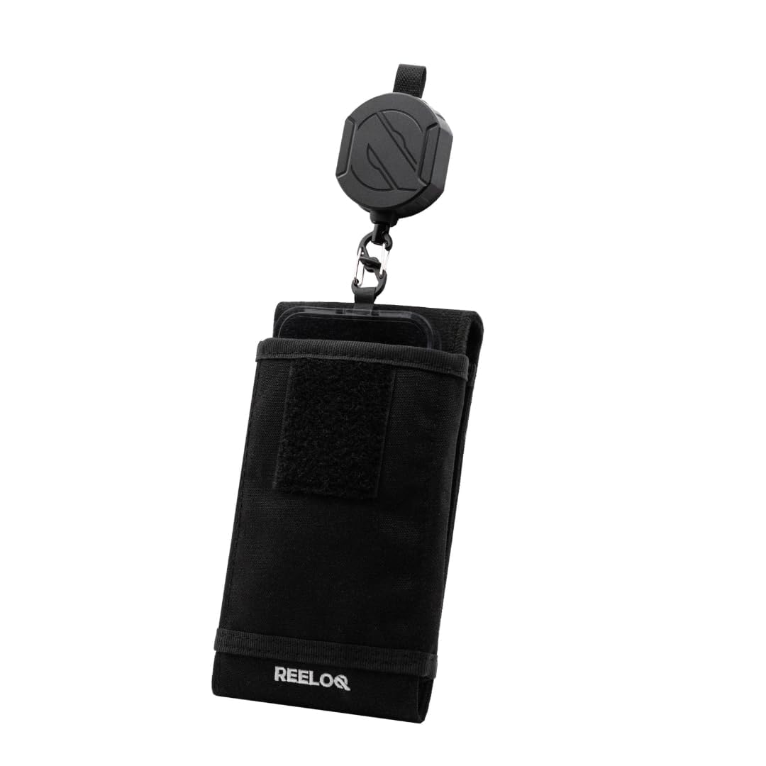 REELOQ Protection Pro pour Smartphone, avec Sac à Dos pour téléphone Portable et câble de sécurité Enroulable pour téléphone Portable, Noir, Version Sangle, Noir, Version Sangle