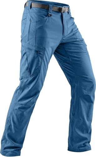 CQR Mens Quick Dry Tactical Pants Water Resistant Outdoor Pants Lightweight Stretch Cargo Work Hiking Pants Rocky Cargo W/Belt Glaucous 32W x 34L