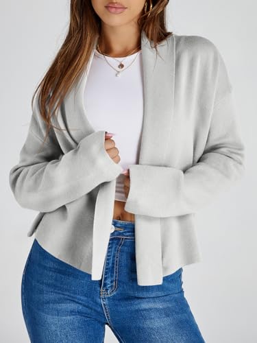 Image of Saodimallsu Womens Cropped Cardigan Open Front Shawl 2026 Fall Trendy Long Sleeve Sweater Jacket