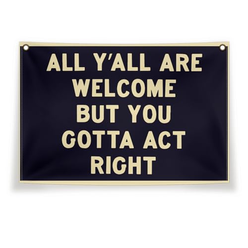 Cilrii Welcome Sign Canvas Flag,Welcome Canvas Banner For Livingroom Bedroom The Gate Of The Door, Black And Yellow Sign Flag Decor 30X20 Inch