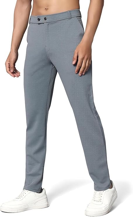 Men's Slim Fit Formal Trousers, Regular Waist with Side Pockets-image-42