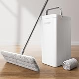 JOYMOOP Hands-Free Self-Cleaning Microfiber Mop and Bucket with Wringer Set for Home, Mops for Floor Cleaning and Wall Cleaner, Hardwood, Tile, Laminate, Vinyl Floors, Smooth Walls, and Glass Windows