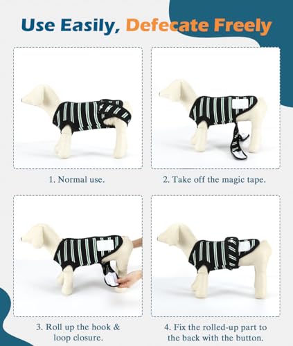 Image of VavoPaw Dog Surgery Suit, Soft Breathable Dog Onesie for Surgery, Dog Bodysuit for Female Male Puppies, Puppy Cone E-Collar Alternative for Wounds Skin Diseases After Surgery, XXXL Black Stripe