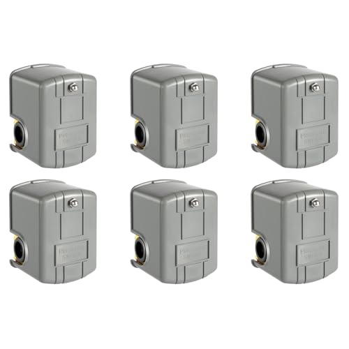 Akfldms 6X Interruptor de Presión para Bomba de Pozo, Interruptor de Presión de Agua de 40-60 Psi Diferencial Ajustable, Presión de Agua NPT Hembra de 1/4 de Pulgada