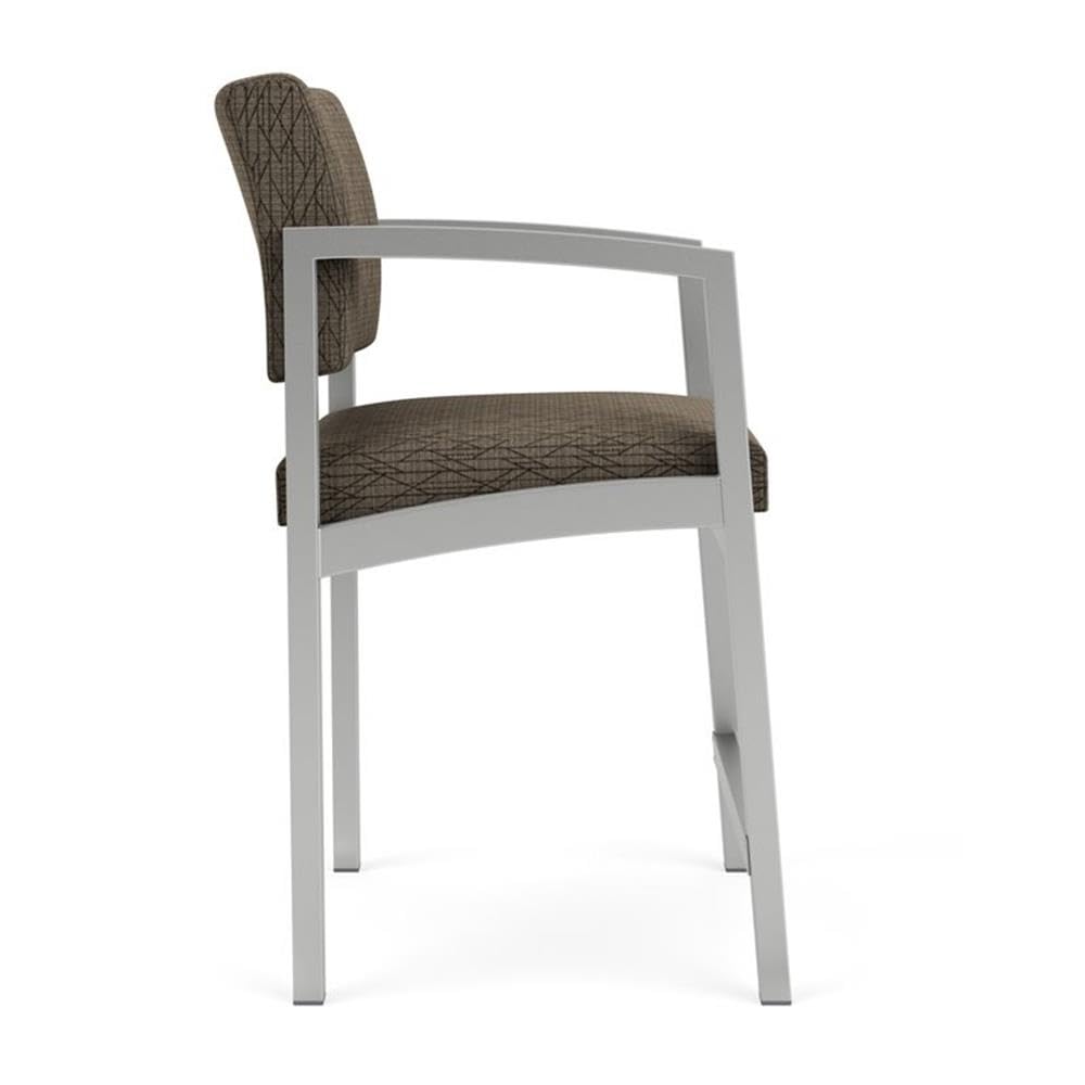 Pemberly Row Reception Waiting Room Healthcare Hip Chair - Silver Steel/Brown