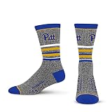 For Bare Feet Mens NCAA Pittsburgh Panthers 5 Star Crew Sock Marble Grey Large