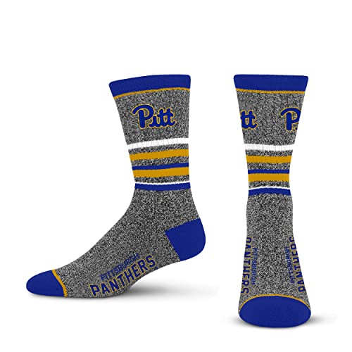 For Bare Feet Mens NCAA Pittsburgh Panthers 5 Star Crew Sock Marble Grey Large