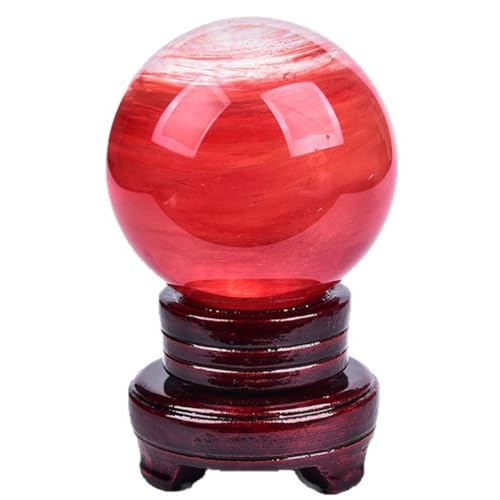 DECORN Fundir la Esfera de Piedra Preciosa de curación de Bola roja con Soporte para Decorativo, Fotografía de Lente, adivinación de miradas o Feng Shui, y Fortuna Que Cuenta con Pelota,2.0'/5cm