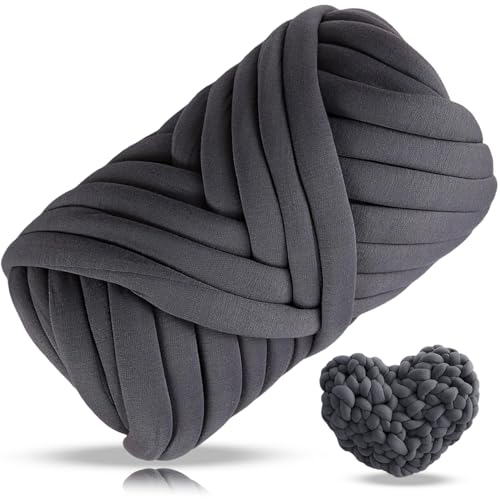 Wintfarm Chunky Yarn - Gomitolo di lana spessa 500 g, per uncinetto, 25 m, per lavori a maglia a mano, per cuscini, fai da te, coperta, zaino, cuccia per gatti (grigio scuro)