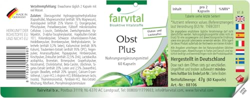 Fairvital | Obst Plus - 60 Kapseln - HOCHDOSIERT - hochwertige Obstpulver - natürliches Multivitamin mit guten Bakterienkulturen – Bild 3