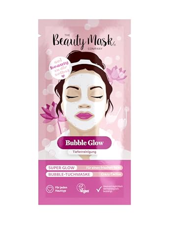 The Beauty Mask Company Crazy Cactus Bubble Mask | 1 Sachets | Reinigungs-Tuchmaske mit Kaktus-, Wasserlilienextrakt & Hyaluron | Hautpflege für jeden Hauttyp | vegan
