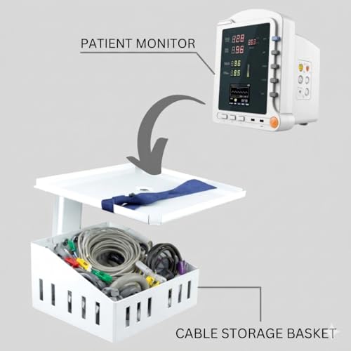 Image of Patient Monitor Wall Mount Stand With Basket and Belt, Compatible All Multipara Patient Monitors. ICU, OT, CLINIC, OPD, Microbiology Labs (PACK OF 2)