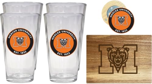 Pack oficial Mercer University con 4 vasos y tabla