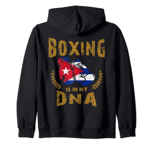 Boxing is in my DNA Cuba Bandera Guantes de boxeo Sudadera con Capucha