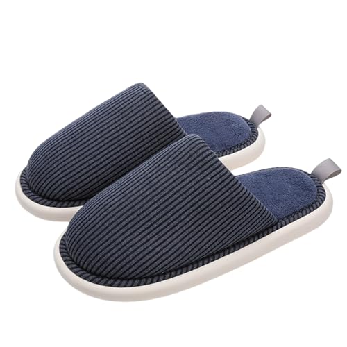 Striped anti slip flat cotton slippers Ladies and gentlemen's home slippers, warm plush cotton slippers - Main Image