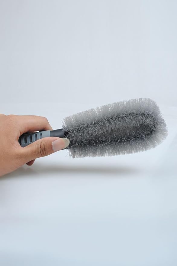 SUWORS Çizmez Oto Jant Temizleme Fırçası - Ergonomik Kaymaz Saplı Araç Lastik ve Detay Temizlik Fırçası, Balata Tozu ve Kir Sökücü (Gri)