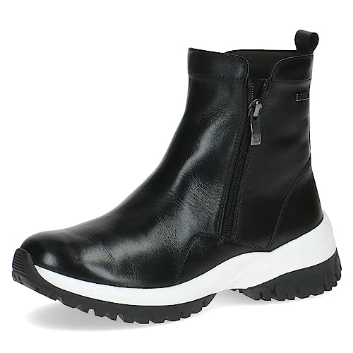 CAPRICE Damen Stiefeletten ohne Absatz Airmotion aus Leder mit Reißverschluss Weite G, Schwarz (Black Nappa), 40 EU