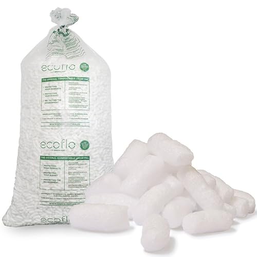 White Packing Peanuts Biodegradable Compostable & Water-Soluble Protective Postal Packaging Void Filler Loose Fill Packing Chips (5 Cubic Ft)