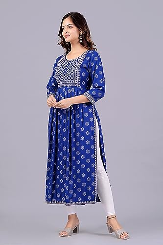 Image of NEW4U Women's Sequin Zari Embroidery Printed Naira Cut Kurti